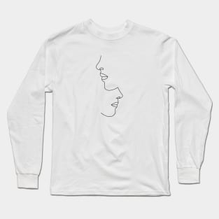 Romantic couple face line art Long Sleeve T-Shirt